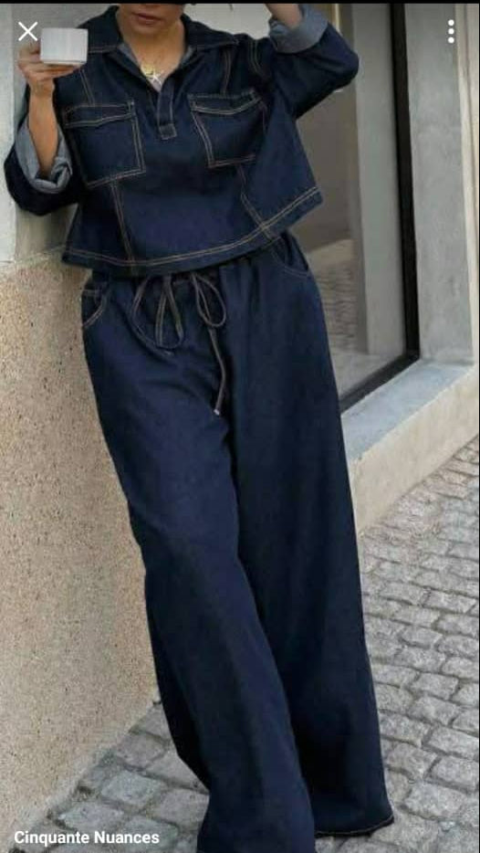 Ensemble jeans 2 pièces de grande taille